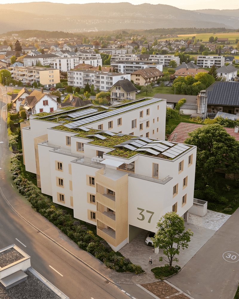 Visualisierung Mehrfamilienhaus bei Tag